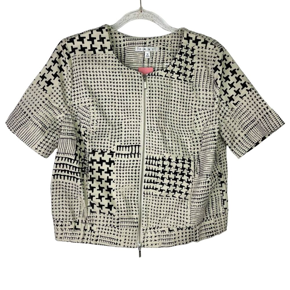 Cabi | Coupe Bomber Jacket Short Sleeve Black & White  M